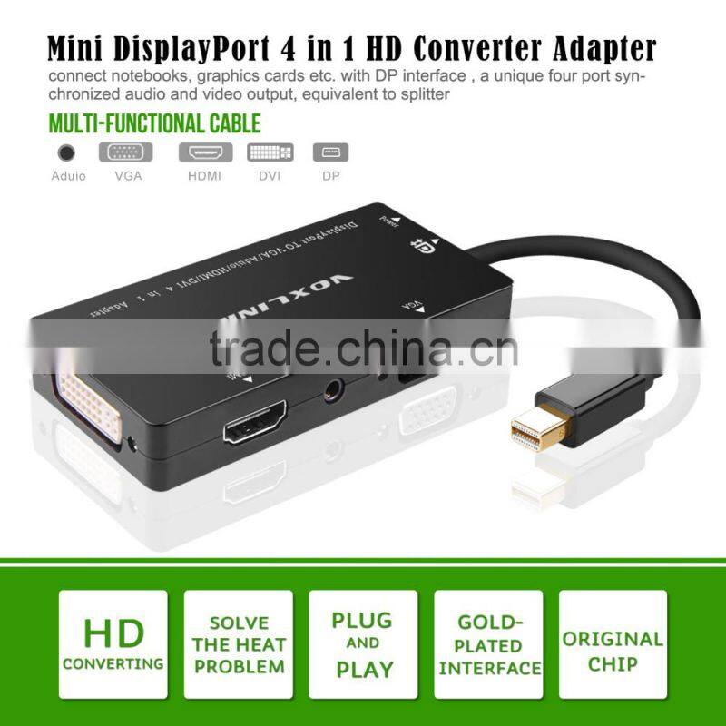 Voxlink 4 in 1 Thunderbolt Gold plated Mini DisplayPort to HDMI Audio VGA DVI Cable adapter