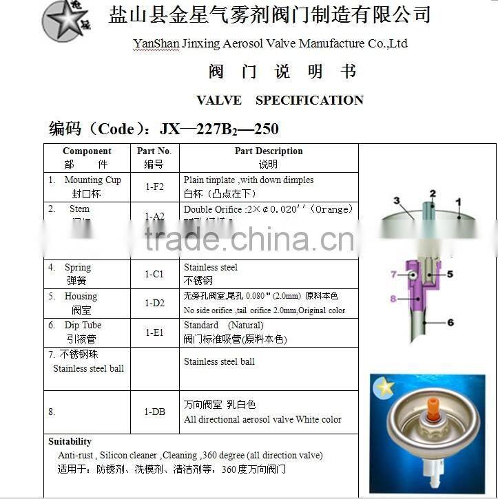 360 degree direction aerosol valves with actuator