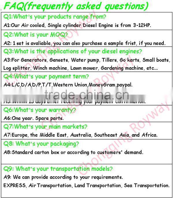 11HP 188F Strong Power Air Cooled 1000cc diesel engine