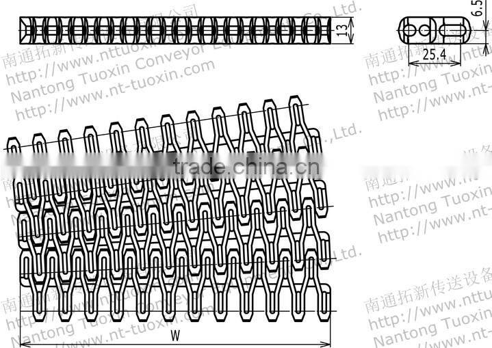 FLS254 Plastic Modular Radius Flush Grid Belting