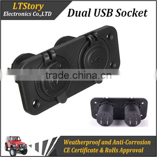 Lighting to USB quick charge dual USB cigarette port charger