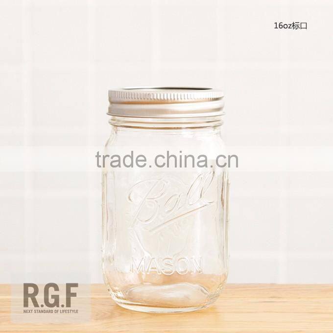 16/8/32 oz BALL! mason jars/mason glass jar/embossed glass jar with regular wide mouth