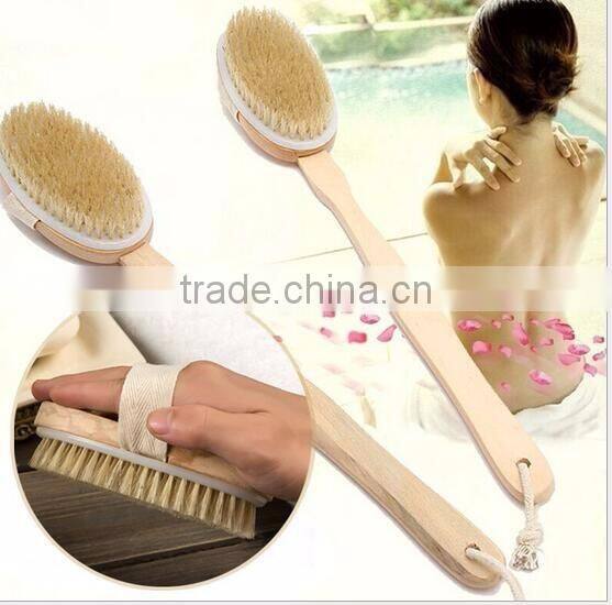 cy298 Removable Body Brush Natural Boar Bristles Long BeechwoodHandle Bath Shower Brushes Great Back Scrubber Dry Skin Brush