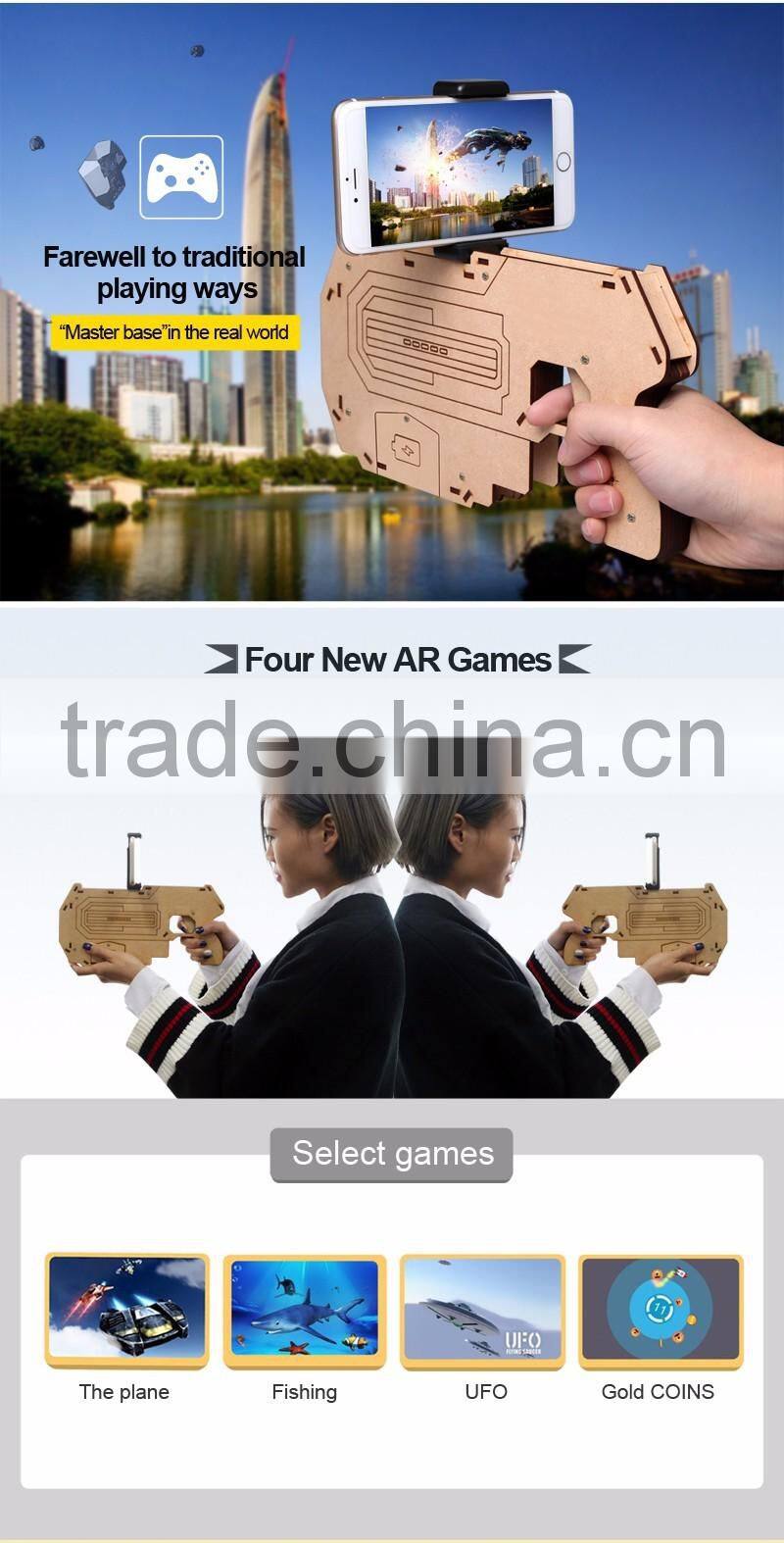 2017 New Arrival AR Gun Mobile Games Control Gun, AR Reality Experience Bluetooth Game Controller Wooden Gun For IOS/Android