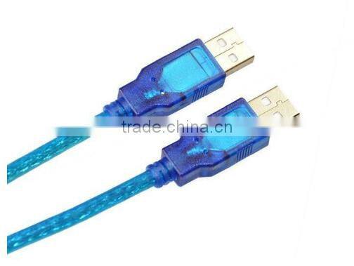 Factory Supplier USB 2.0 64 Knit Data Line Male to Male Transparant Blue Color Line