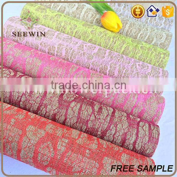 Banquet table runner polyester jute fabric