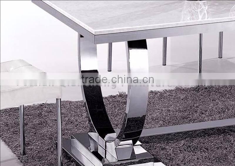 home furniture dining table with strong stainless steel base