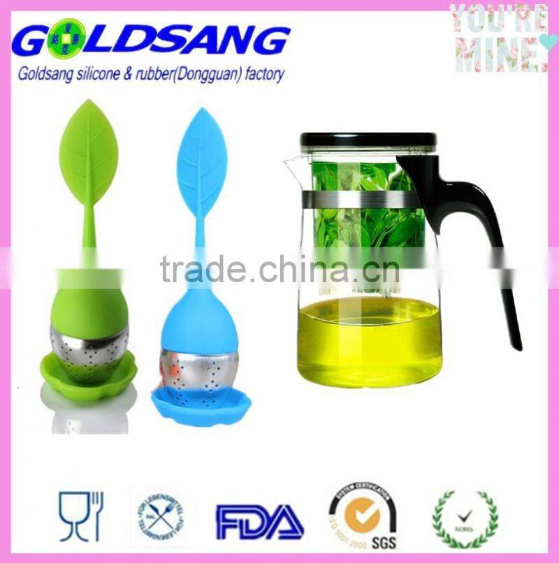 Factory 100% Food Grade silicone tea infuser/tea strainer with pallet