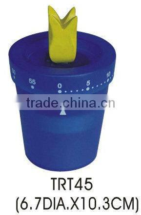 Plastic flowerpot shape mechanical kitchen timer/countdown sound timer