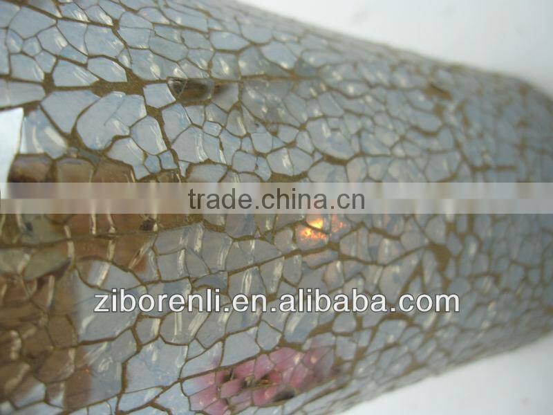 Brown Crackle Home Goods Craft Vintage Decorative V-Shaped Glass Vase