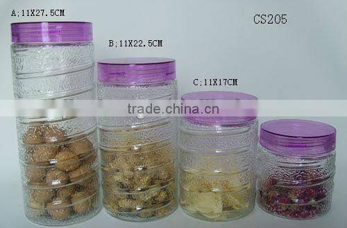 Clear Cylinder Stripes Glass Antique Jars with Lids