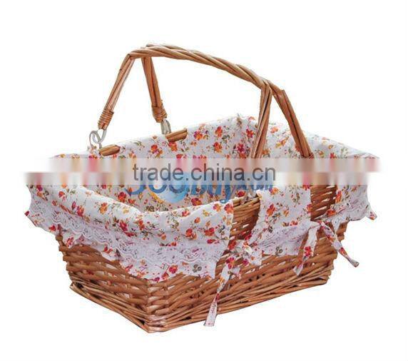 flexible handle wicker basket with liner