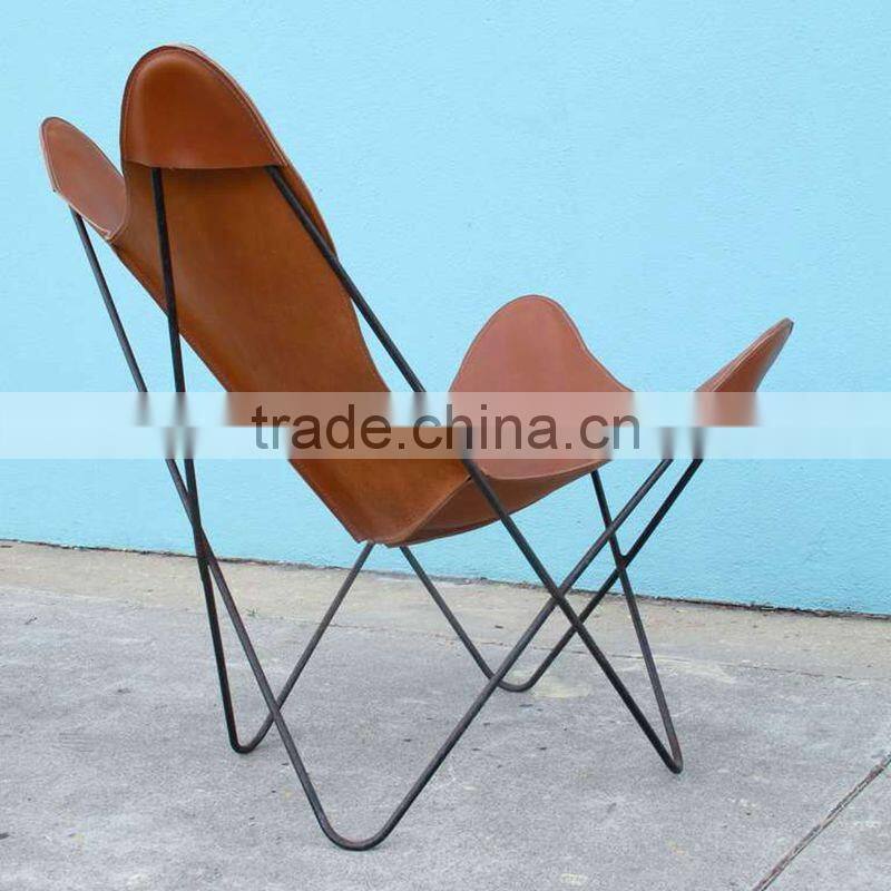 BKF Butterfly chair in living room chair frame with black leather
