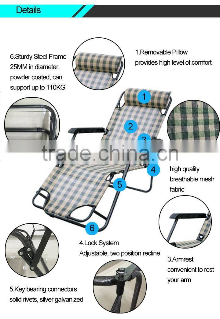 Lightweight folding beach lounge chair with various colour