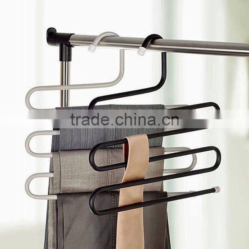 High quality 5 Tiers s-shaped Multi Trousers Towels Hangers Wardrobe Metal Racks