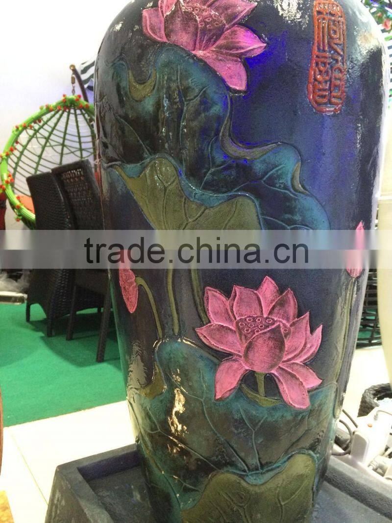 high quality classic water founatin large vase with flower pattern