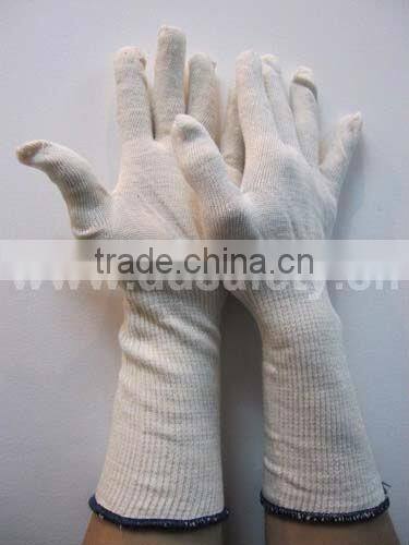13 Gauge Natural Cotton Polyester Working Gloves With Long Cuff