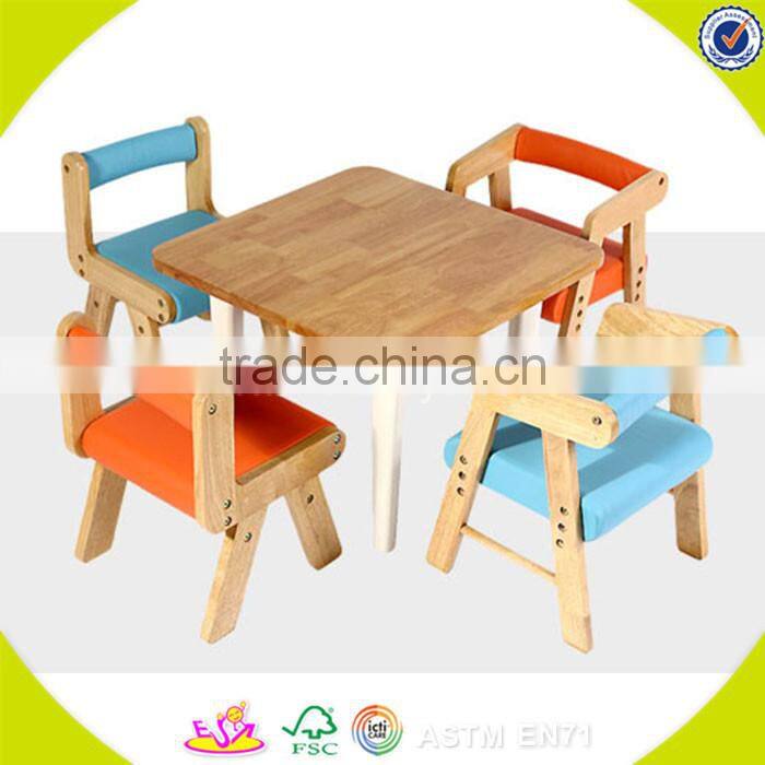 Wholesale cheap kindergarten natural wooden round tables high quality children wooden table and chairs W08G210