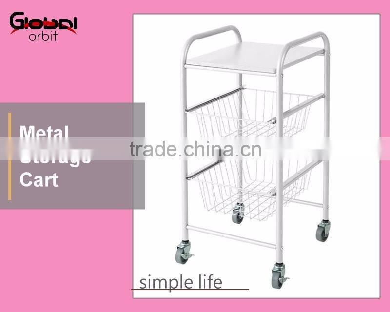 Rolling Kitchen Laundry Storage Warehouse Carts Bathroom Wire Basket Trolley