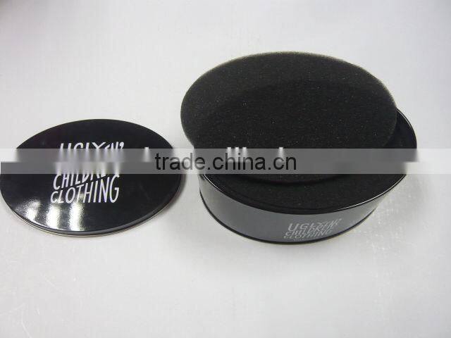Oval shaped metal packing tin box