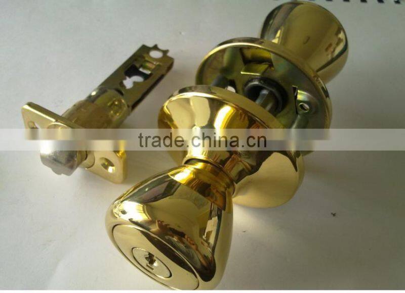 Solid Brass American Style Tubular Round Ball Knob Door Lock For Bedroom