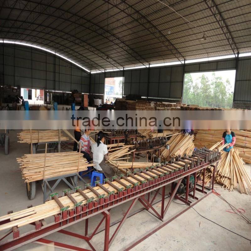 Small cap round wood broom pole