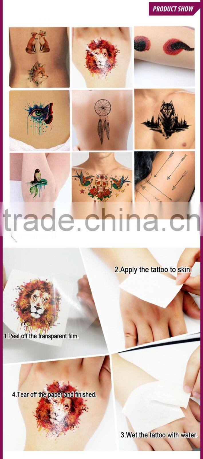 NEWAIR 4 colors printing water transfer kids glitter tattoos