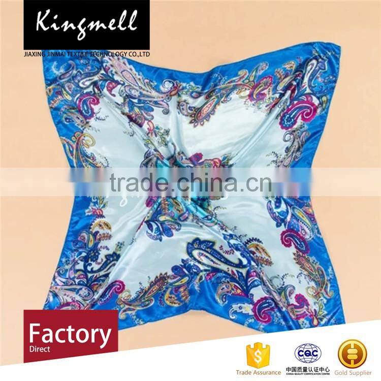 Custom fashion bright color digital printed silk hijab scarf