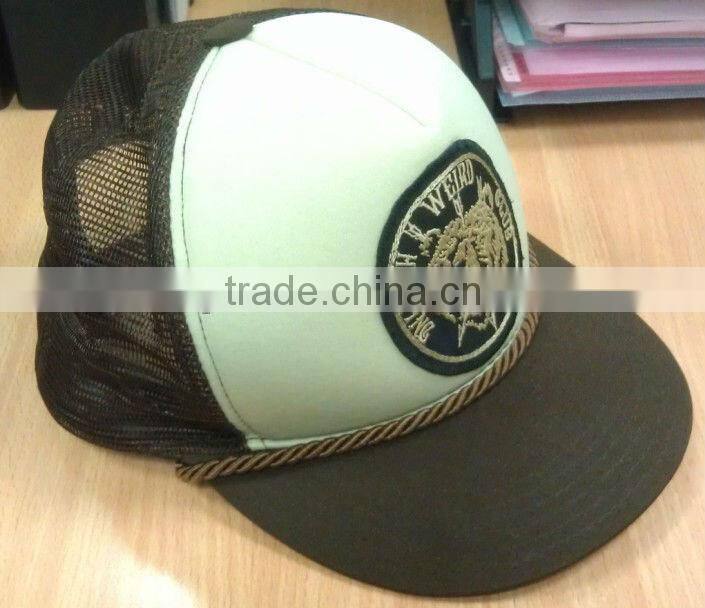 2013 summer printing snap back closure flat brim foam mesh 5 panel trucker cap