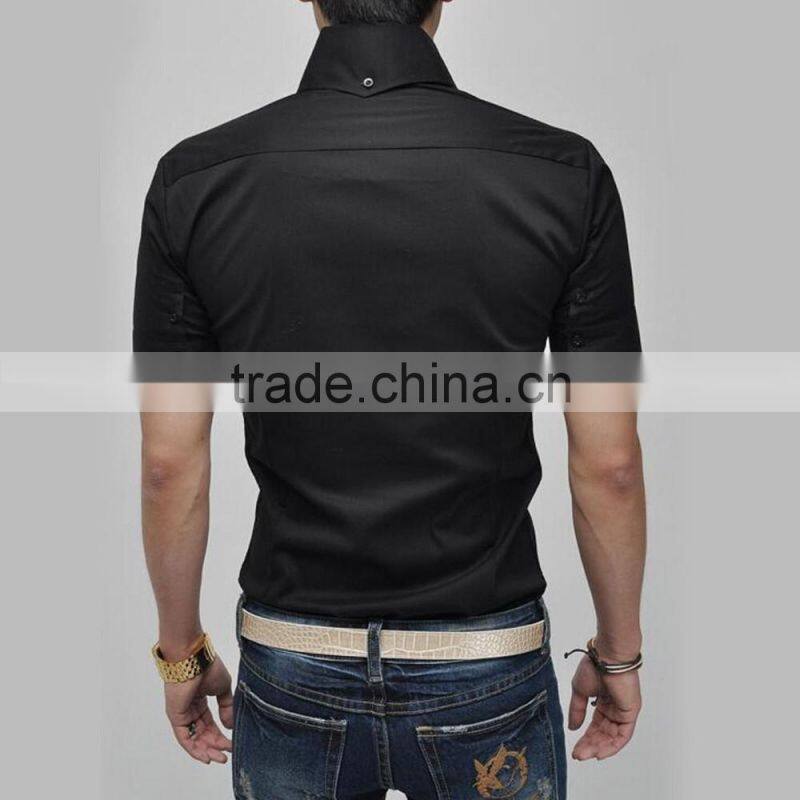 SZXX Tops Fashion Mens Slim Fit Shirt Long Sleeve Black Shirts