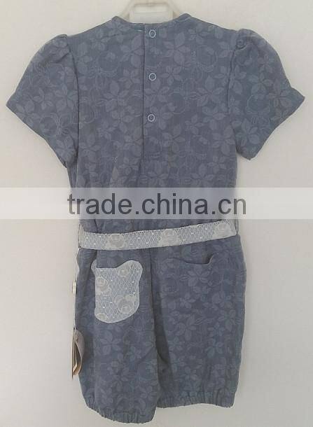 baby girls blue embroidered short sleeve dress for summer