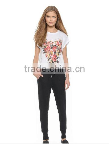 Fashion cultivate one's morality Button placket sweatpants with rib bottom and elastic waistline