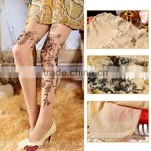 Fake tattoo with drill personality pattern jacquard pantyhose