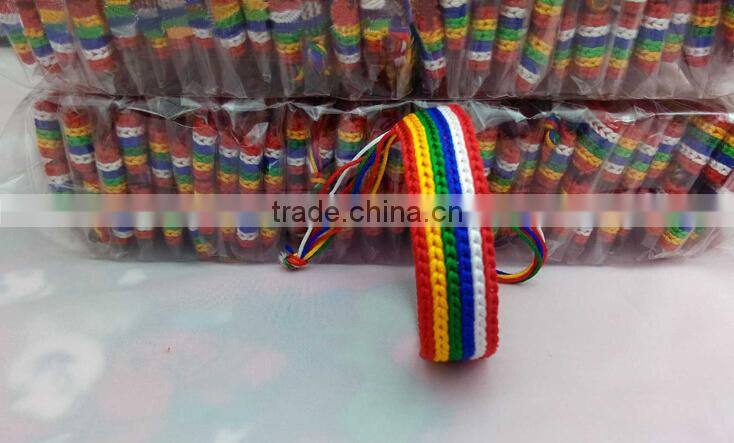 New design rainbow color string braided bracelets hand woven fabric cord bracelets friendship bracelets gifts