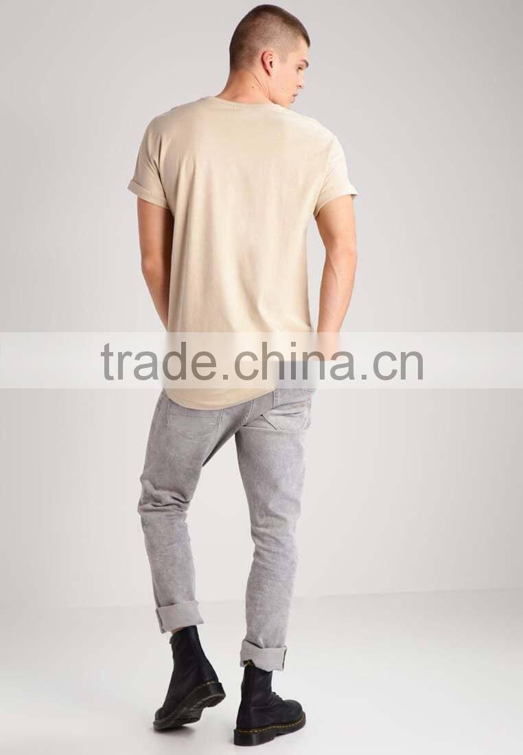 MGOO OEM Service Round Neck Long Line T Shirt Mens Slim Fit Plain T Shirts Wholesale