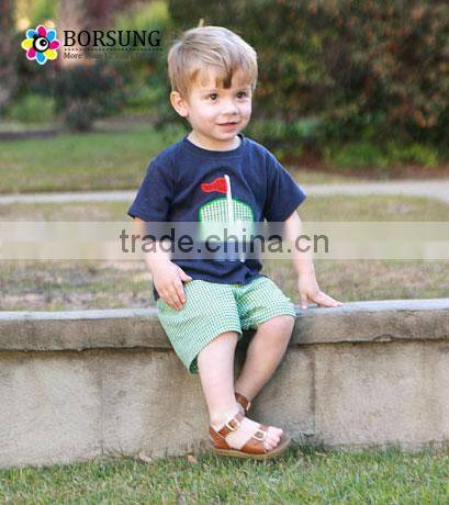 Wholesale children's boutique clothing latest cotton frock suit design high quality embroidery baby boy clothes