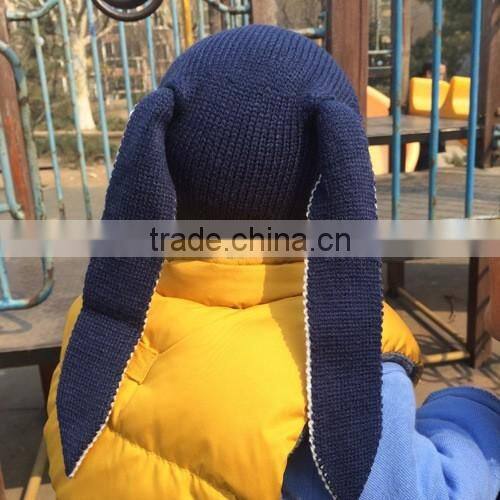 Ins hot imitate animal knitted cap design for kids baby bunny ears hats wholesale