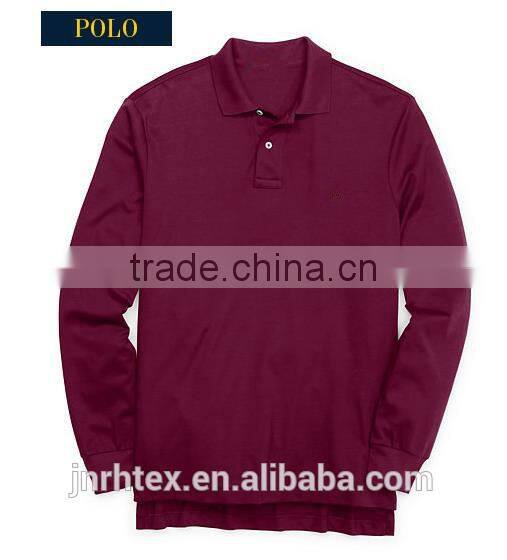 Long sleeve plain polo shirts wholesale China supplier