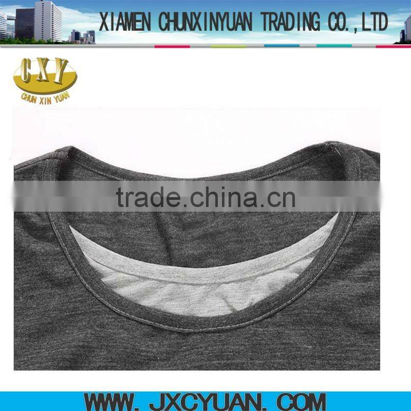 fashion heather gray men double contrast collar long sleeve t shirts