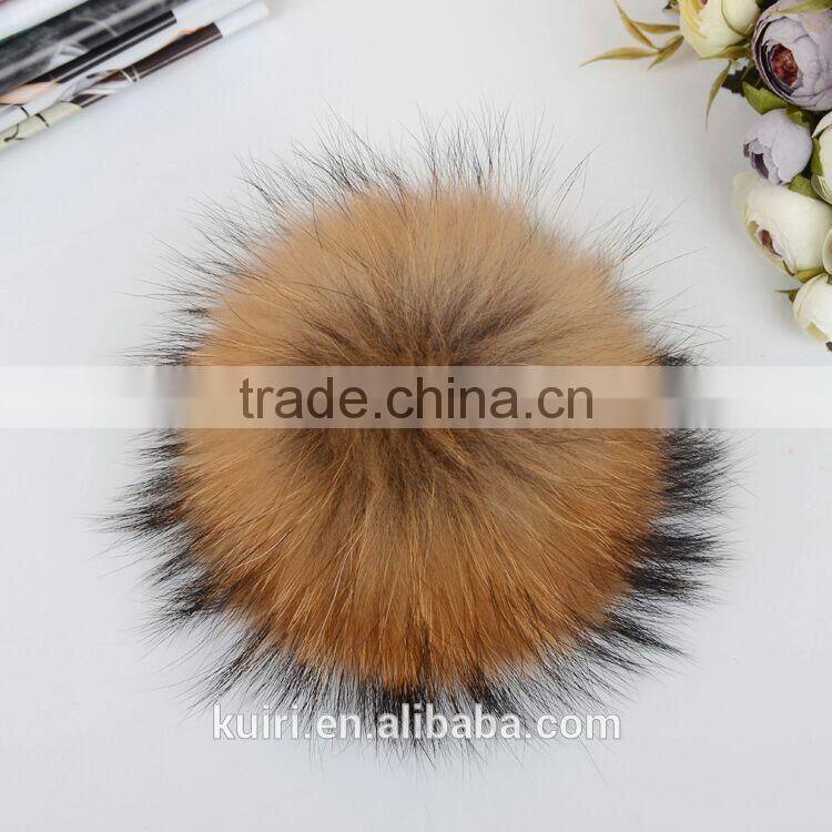 High quality cashmere knitted hat with huge big fur pompoms KR-H008