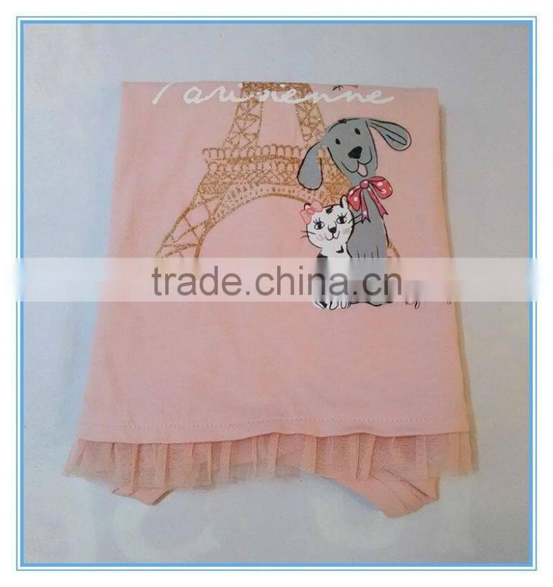 OEM 100% cotton children girls long sleeve shirt, girls t shirts with printing