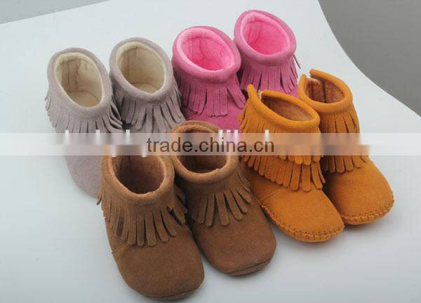Fancy popular soft sole handmade leather baby boots