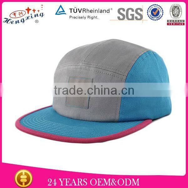 Customize Black Leather Patch Custom 100% Cotton Cartoon Flat Bill Cap