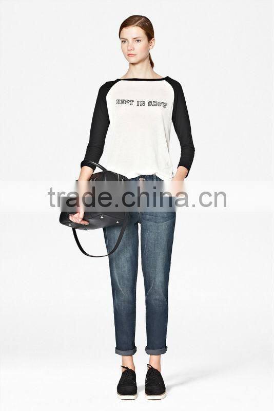 Ladies Three Quarter Sleeve Printed T-shirt