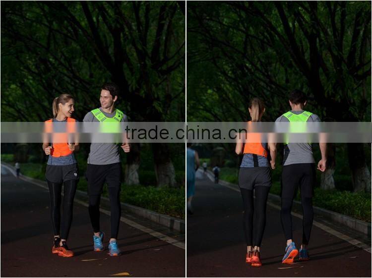Cheap green orange polyester net reflective safety vest with led light