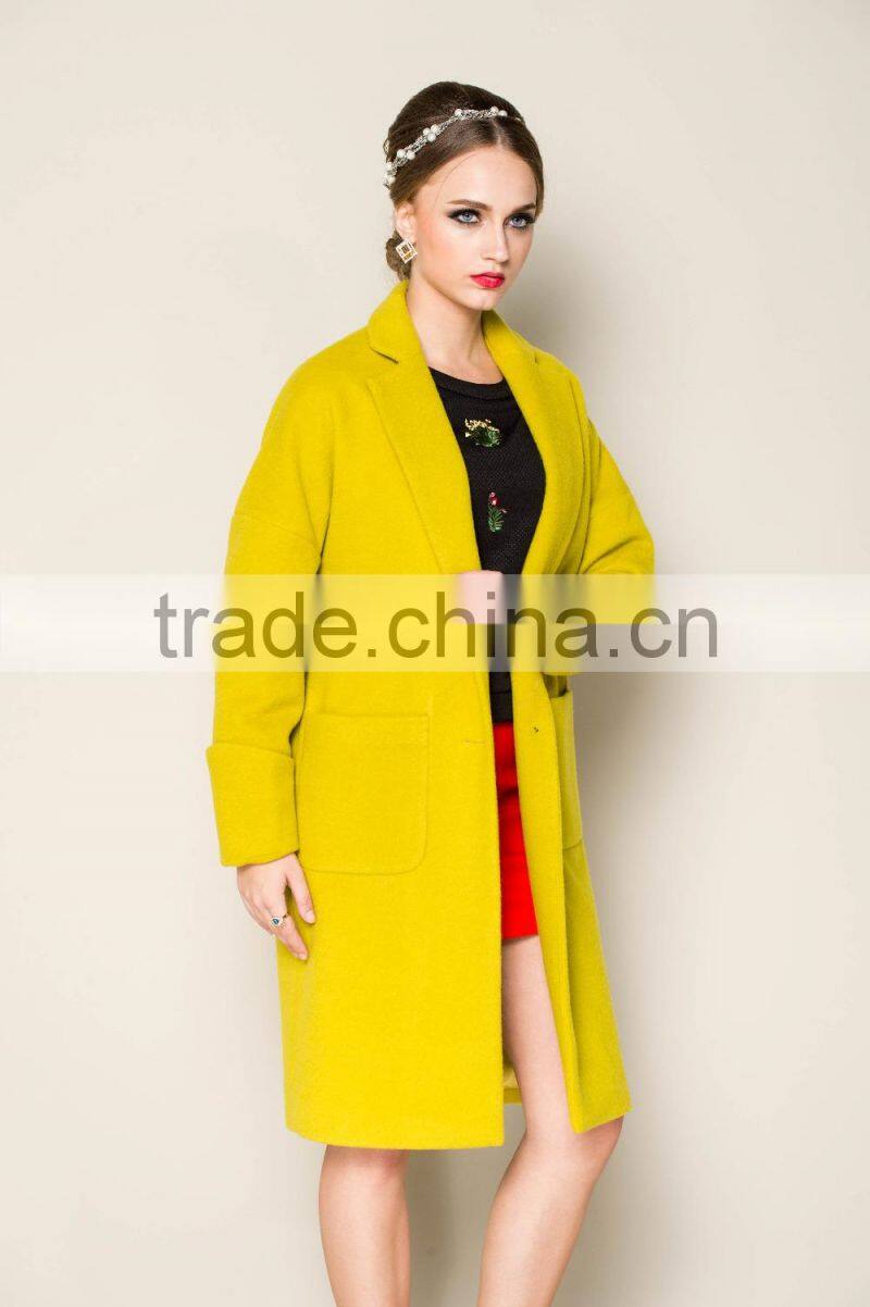 hot sale new fashion high grade grey long style ladies hand knitting wool coats