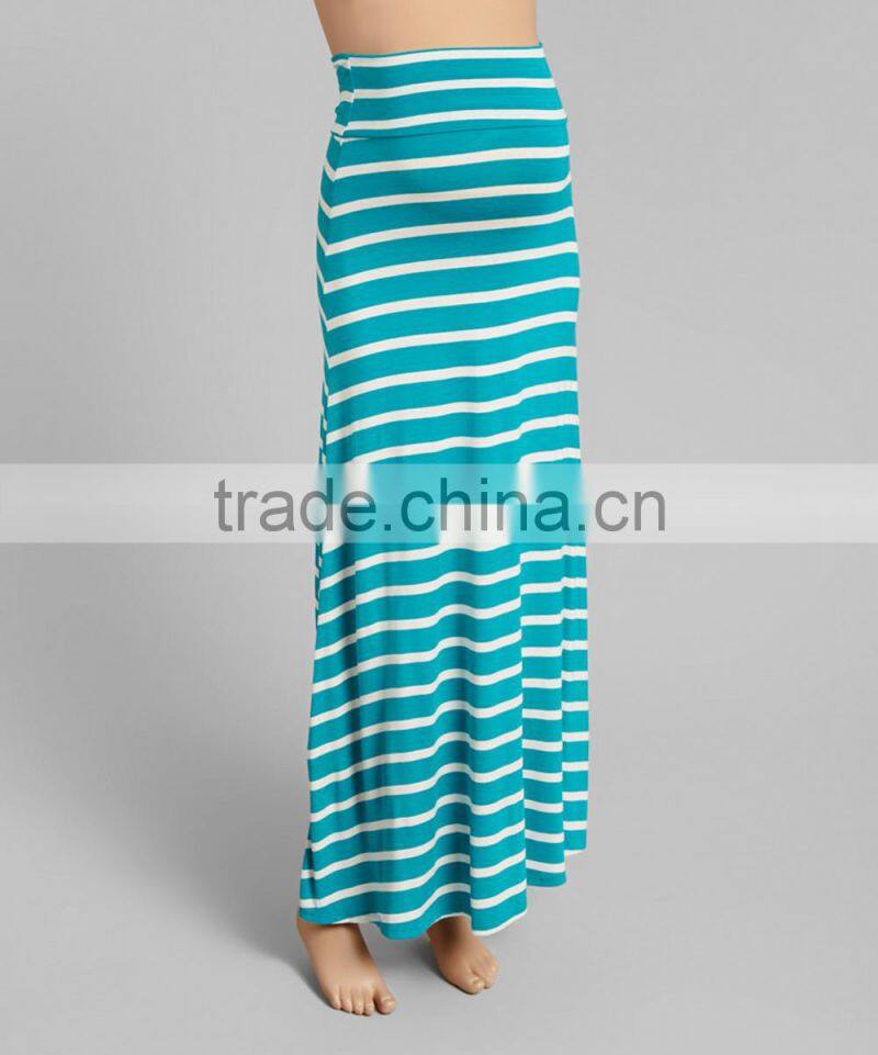 Hot Sale Maternity Skirt With Jade Stripe Over-Belly Maternity Maxi Skirt Soft Women Clothes WD80817-10