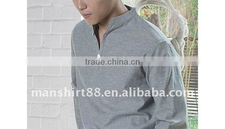latest man's V-neck linen casual shirt