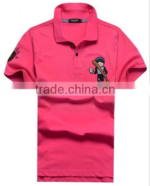 OEM fatory embroidery logo on baseball polo t shirt for student