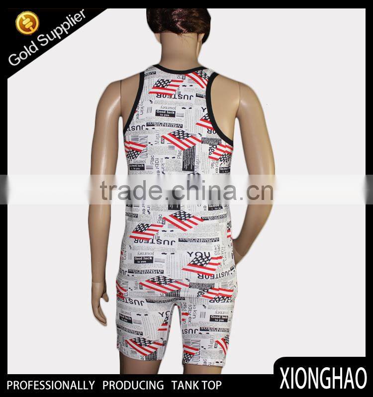 organic cotton blank gym mens stringer singlet wholesale with round neck